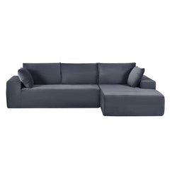 Moon Convertible Sectional Sofa in Soft Corduroy, Modern Comfy Couch with Full Foam Cushioning, Cozy Sleeper Sectional for Living Room, Bedroom, No Assembly Required, Dark Gray - Right Facing