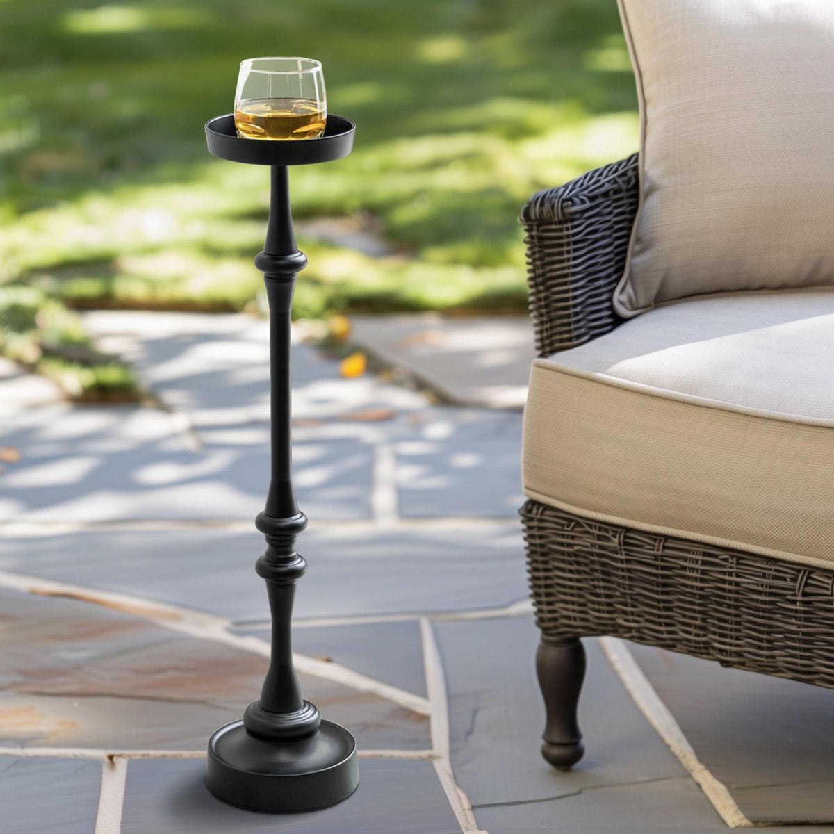 Sanctuary Steel Martini Side Tables, Indoor/Outdoor, Black, Set of 2