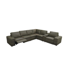 Premium Leather Match Upholstered Large Arms Sectional with Two Recliner Seats