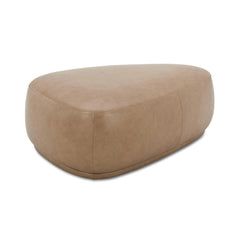 Hermes 44" Rounded Triangle Cocktail Ottoman, Tuscan Tan Brown Top Grain Leather