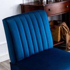 Venus Mid Century Modern Accent Chairs Set of 2 with Minimalist Design, Elegant Velvet Upholstery and Solid Wood Legs, Ideal for Living Room or Bedroom, Dark Blue