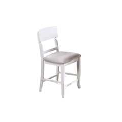 Antique White Color High Chairs Modern Ladder Back design Set of 2pc Counter HT. Dining Chairs Fabric Cushion Seat Wooden Dining Room