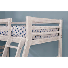 Twin Over Full Transitional Bunk Bed With Two Large Drawers Attached Ladder Wire-Brushed White