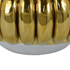 Rhapsody Decorative Bowl, Raised Petal Rim, Gold Metallic Ceramic 13 Inch