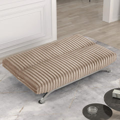 Clytemnestra Sofa Contemporary Style Convert Into Bed With Extra Support Metal Leg Chrome Finish Metal Base Legs Taupe Finish