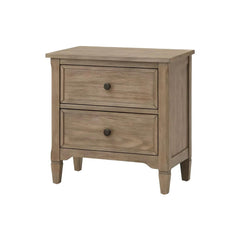 Wire-Brushed Warm Gray 1pc Nightstand Bedside Table Round Pull Knobs Bedroom Furniture