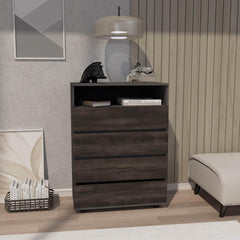 Vista 4-Drawer Dresser With Spacious Storage And Modern Handles, Matt Grey
