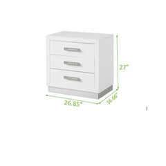 Nightstand Made with Wood in Milky White Color