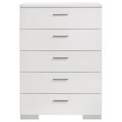 Poem White High Gloss 5-drawer Bedroom Chest