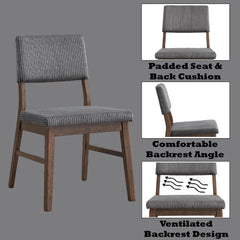 Athena Gray Corduroy & Walnut Finish Side Chair (Set of 2)