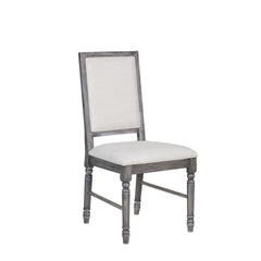Poem Cream Linen & Weathered Gray Finish Side Chair (Set of 2)