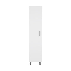 Menelaus Storage Cabinet, Broom Hangers, Metal Handle -White