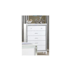 Utopia Mirror Framed 5-Drawer Chest Made With Wood in WHITE Color
