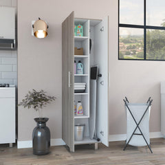 Oasis Cleaning Cabinet, Double Door Cabinet, Four Legs, Five Shelves -Light Gray / White