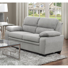 Modern Living Room 2pc Sofa Set Plush Comfortable Sofa Loveseat Set Gray Textured Fabric Channel Tufting Solid Wood Frame Furniture