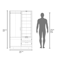 Melody 71" High Mirror Armoire, One Door Cabinet, Two Drawers , Hanging Rod, Rotating Mirror And Shoe Rack, Two Shelves White