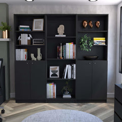 Wenge 3 Piece Living Room Set with 3 Bookcases