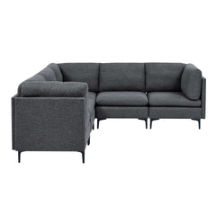 Linen Upholstered Modular Sectional with Metal Legs