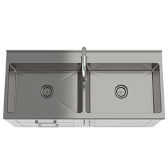Modern Wide Shaker - 46" Laundry Cabinet with Faucet and Stainless Steel Sink - White
