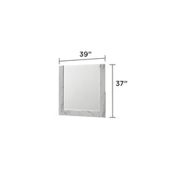 Hecuba Mirror White – Two-Tone High-Gloss Marble & Lacquer Frame with Oversized Reflective Surface(INCLUDES MIRROR ONLY)