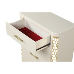 Lyric 5-Drawer Chest with side LED Lightning made with Wood in Beige