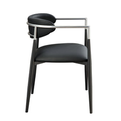 Jupiter Black Synthetic Leather Arm Chair (Set of 2)