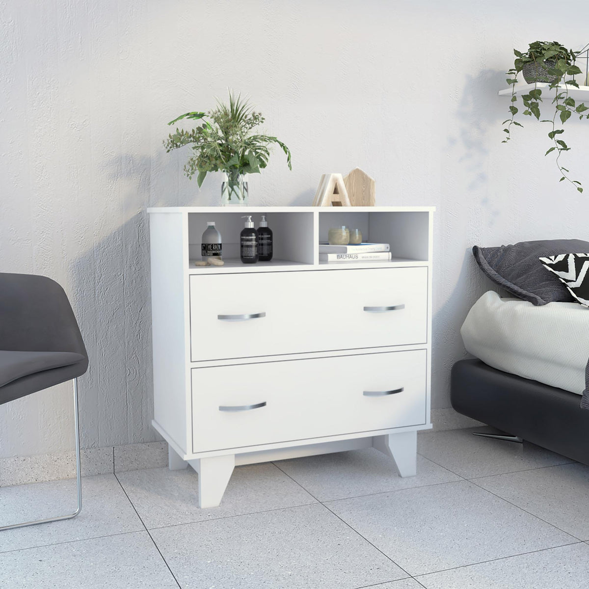 Waltz 2-Drawer 2-Shelf Dresser White