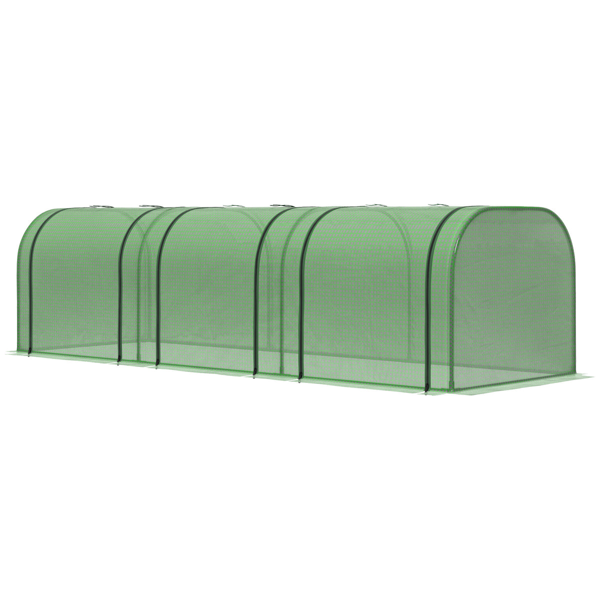 9.7' L x 3' W x 2.5' H Portable Tunneled Greenhouse with 3 Zippered Doors, Water/UV Fighting PE Cover, Green