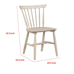 Moon Side Dining Chair Set of 2, Spindle Back, Tapered Legs, White Oak Wood