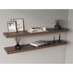 Hercules 47" Wide Floating Shelves Set Of 2, Shelves For Wall Decor For Bedroom, Bathroom Storage Shelves, Book Shelves For Living Room, Dark Brown
