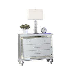 Utopia Modern Style Mirror Framed 3-Drawer Nightstand Made with Wood in Silver