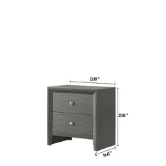 1pc Contemporary Modern 2-Drawer Nightstand Round Knobs Bedroom Wooden Furniture Gun Metal Gray Finish