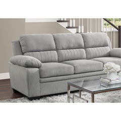 Modern Living Room 2pc Sofa Set Plush Comfortable Sofa Loveseat Set Gray Textured Fabric Channel Tufting Solid Wood Frame Furniture