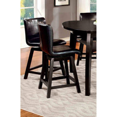 Contemporary Style 2pc Counter Height Chair Leatherette Upholstered Padded Seat Black Finish Dining Room