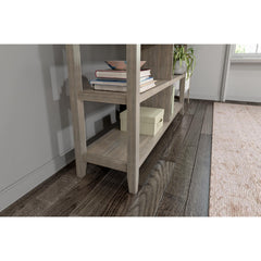 Wood Low Bookshelf with 2 Shelves; Washed Gray, 1PC