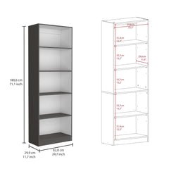 Home 4 Shelves Bookcase with Multi-Tiered Storage -Matt Gray / White -Office