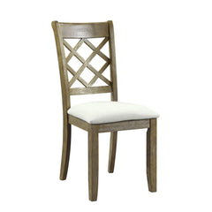 Mercury Beige Linen & Rustic Oak Finish Side Chair (Set of 2)