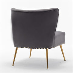 Archive Cloth Accent Chair, Armless Slipper Chair with Metal Legs, Modern Upholstered Side Chair for Living Room Bedroom Small Spaces