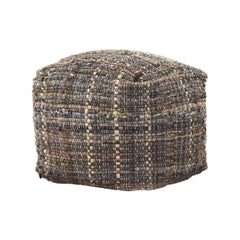 Apex Handcrafted Fabric Pouf, Khaki