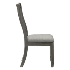 Eternity Dining Height Side Chairs 2pc Antique Gray Wood Frame Fabric Upholstery
