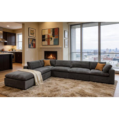Coffee Bean Like Upholstery Full Compressed Modular Sectional with Toss Pillows
