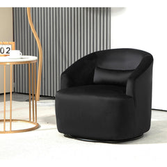 360 Degree Swivel Barrel Accent Chair, Velvet Upholstered Curved Armchair, Fully Assembled Contemporary Leisure Chair for Living Room Bedroom Office