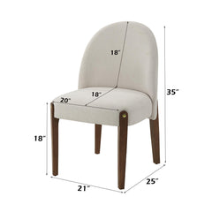 Demeter White Fabric & Oak Finish Side Chair (Set of 2)