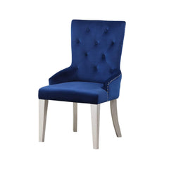 Infinity Blue Fabric & Antique Platinum Finish Side Chair