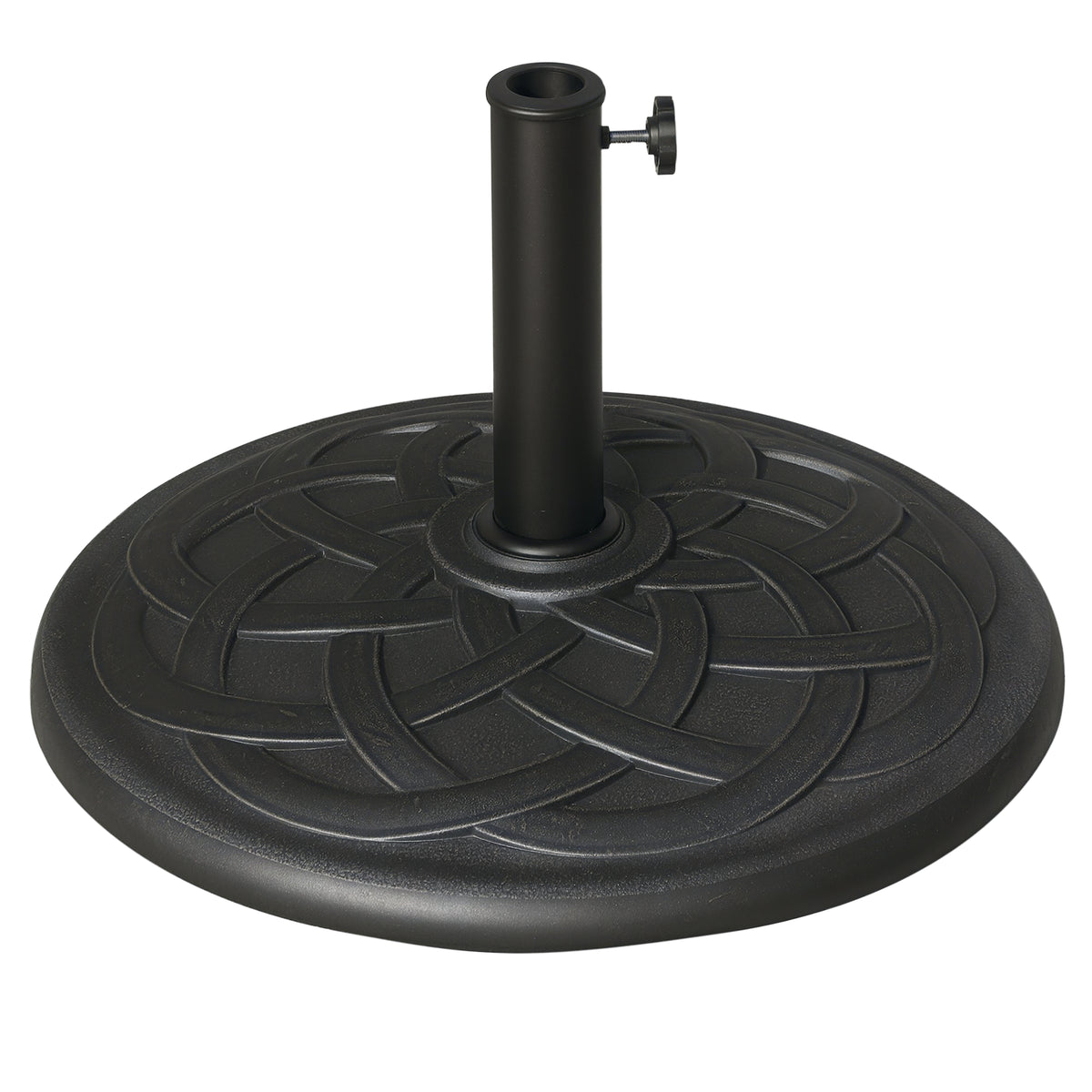 22" 42 lbs Round Resin Umbrella Base Stand Market Parasol Holder with Beautiful Decorative Pattern & Easy Setup, for Φ1.5", Φ1.89" Pole, for Lawn, Deck, Backyard, Garden, Bronze