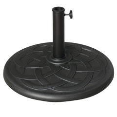 22" 42 lbs Round Resin Umbrella Base Stand Market Parasol Holder with Beautiful Decorative Pattern & Easy Setup, for Φ1.5", Φ1.89" Pole, for Lawn, Deck, Backyard, Garden, Bronze