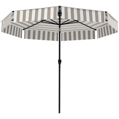 8.6FT Patio Umbrella, UPF 30+ Outdoor Market Umbrella, 2-Tier Vented Patio Table Umbrella with Crank 8 Ribs, Tiltable Porch Umbrella for Garden Deck Poolside, Light Gray