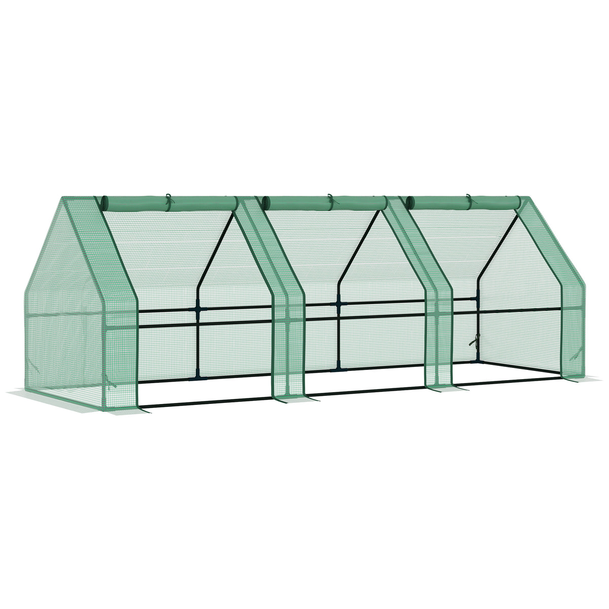 9' x 3' x 3' Mini Greenhouse with Zippered Doors & Roll-up Windows, Portable Plant Hot House with Durable PE Cover, Water Resistant, UV Protected for Outdoor Flowers, Vegetables, Green