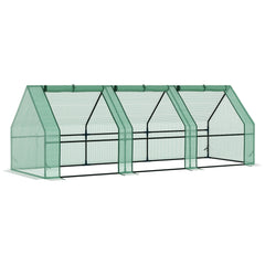9' x 3' x 3' Mini Greenhouse with Zippered Doors & Roll-up Windows, Portable Plant Hot House with Durable PE Cover, Water Resistant, UV Protected for Outdoor Flowers, Vegetables, Green