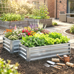 Galvanized Raised Garden Bed, 4' x 2' x 1' Metal Planter Box, for Growing Vegetables, Flowers, Herbs, Succulents, Silver